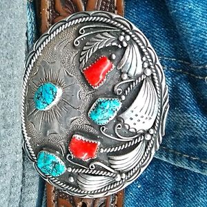 Signed Native American belt buckle